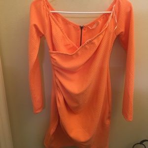 Neon Orange Bodycon wrap dress